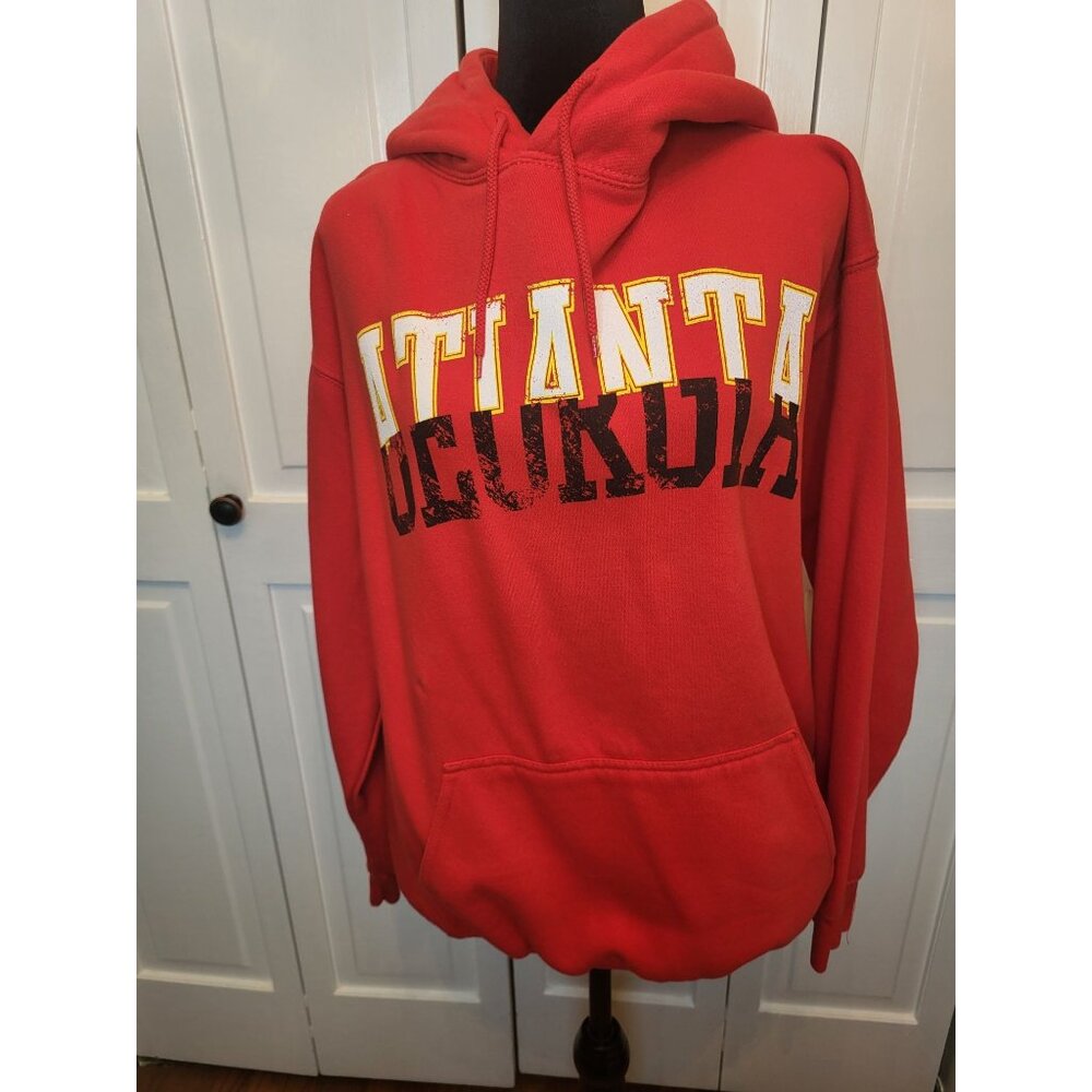 Red Atlanta Georgia Hoodie Pockets  L Oversized Streetwear Comfy Cozy Activewear